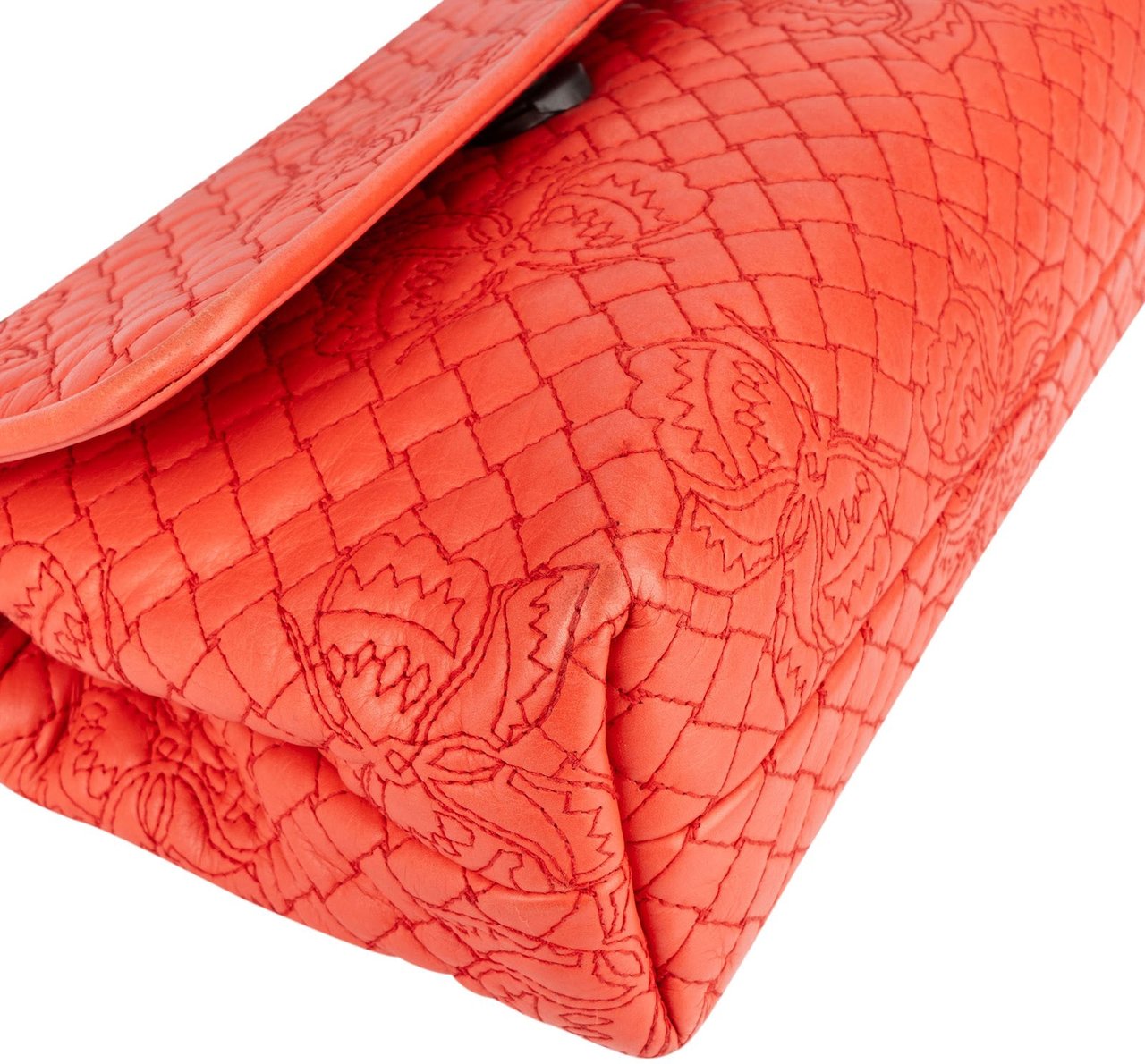 Bottega Veneta Nappa Leather Butterfly Embroidered Olimpia Crossbody Bag Oranje