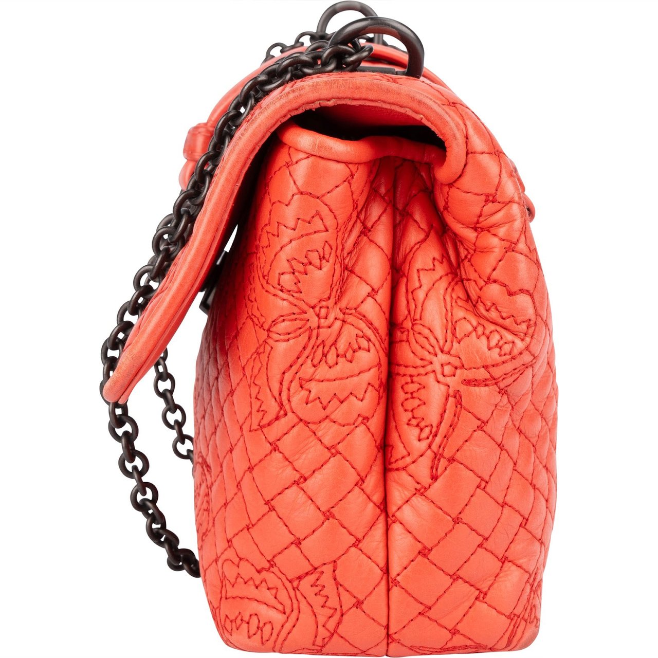 Bottega Veneta Nappa Leather Butterfly Embroidered Olimpia Crossbody Bag Oranje