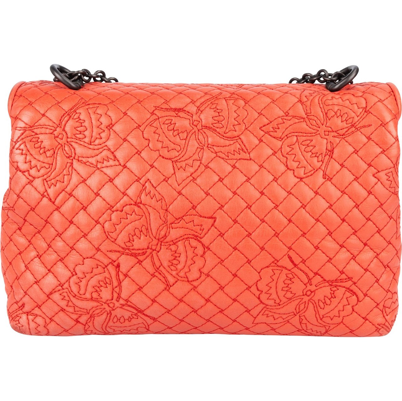 Bottega Veneta Bottega Veneta Nappa Leather Butterfly Embroidered Olimpia Crossbody Bag Oranje