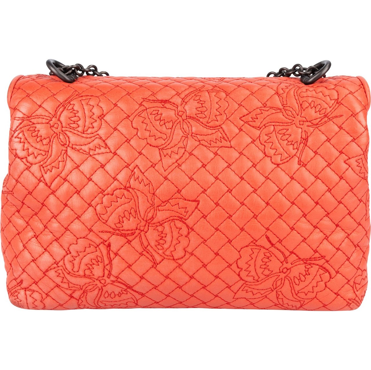 Bottega Veneta Nappa Leather Butterfly Embroidered Olimpia Crossbody Bag Oranje