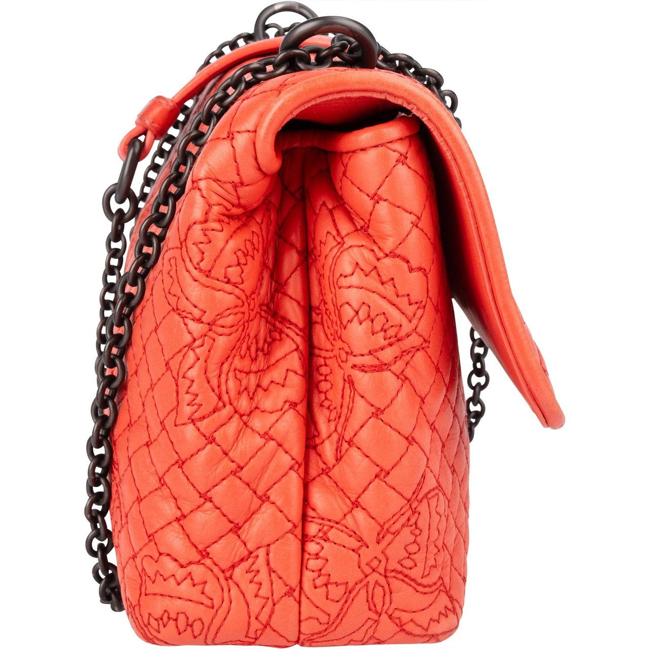 Bottega Veneta Nappa Leather Butterfly Embroidered Olimpia Crossbody Bag Oranje