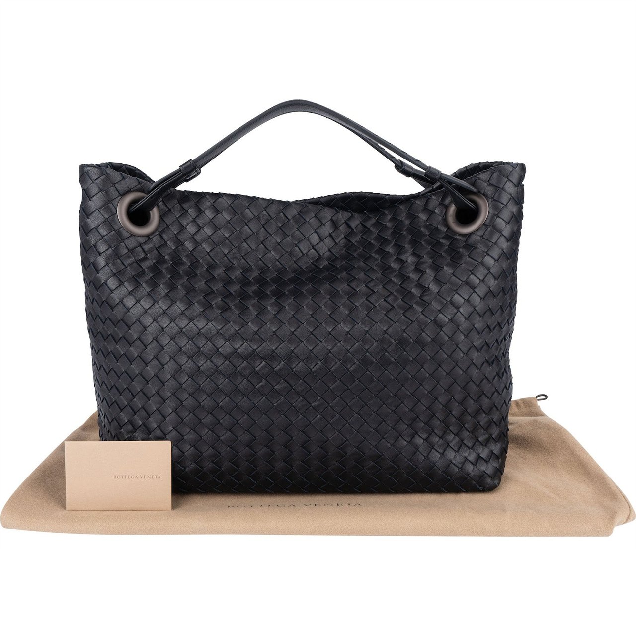 Bottega Veneta Bottega Veneta Intrecciato Leather Garda Shoulder Bag Zwart