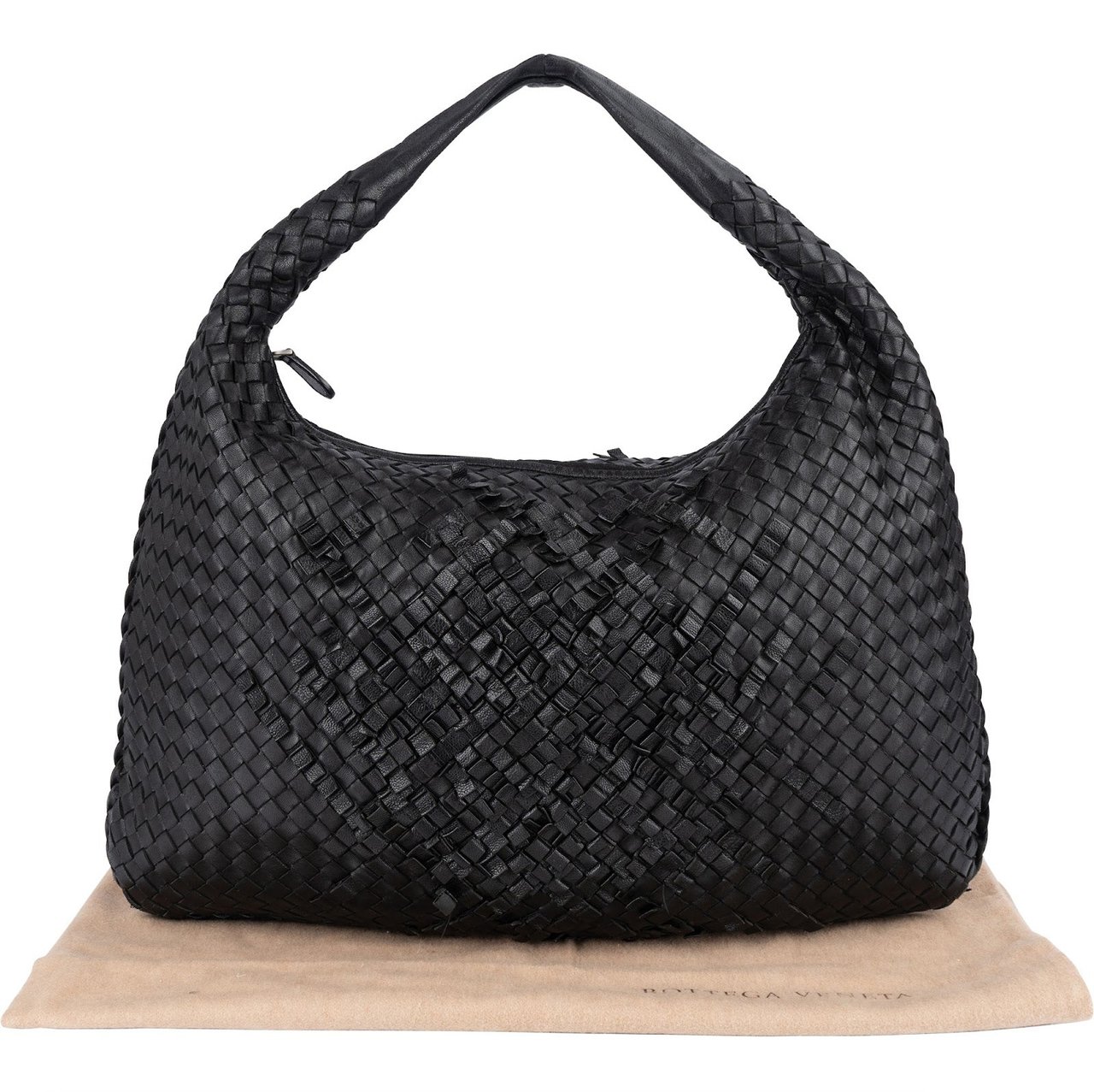 Bottega Veneta Bottega Veneta Intrecciato Nappa Cervo Belly Hobo Shoulder Bag Zwart