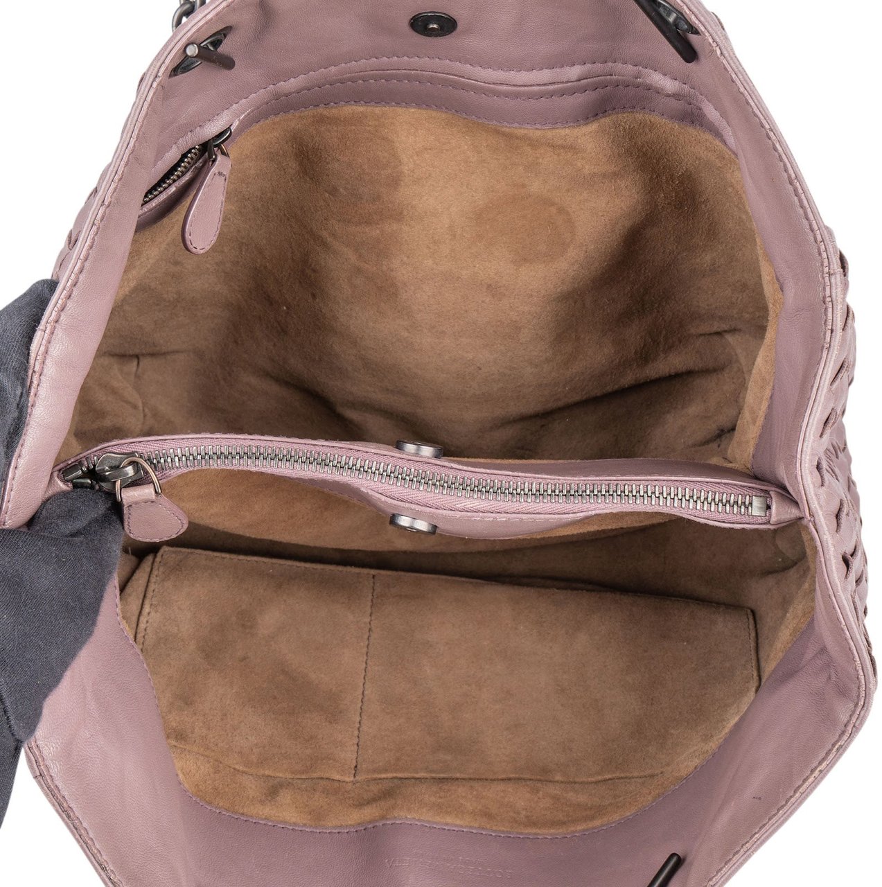 Bottega Veneta Bottega Veneta Intrecciato Leather Chain Tote Shoulder Bag Paars