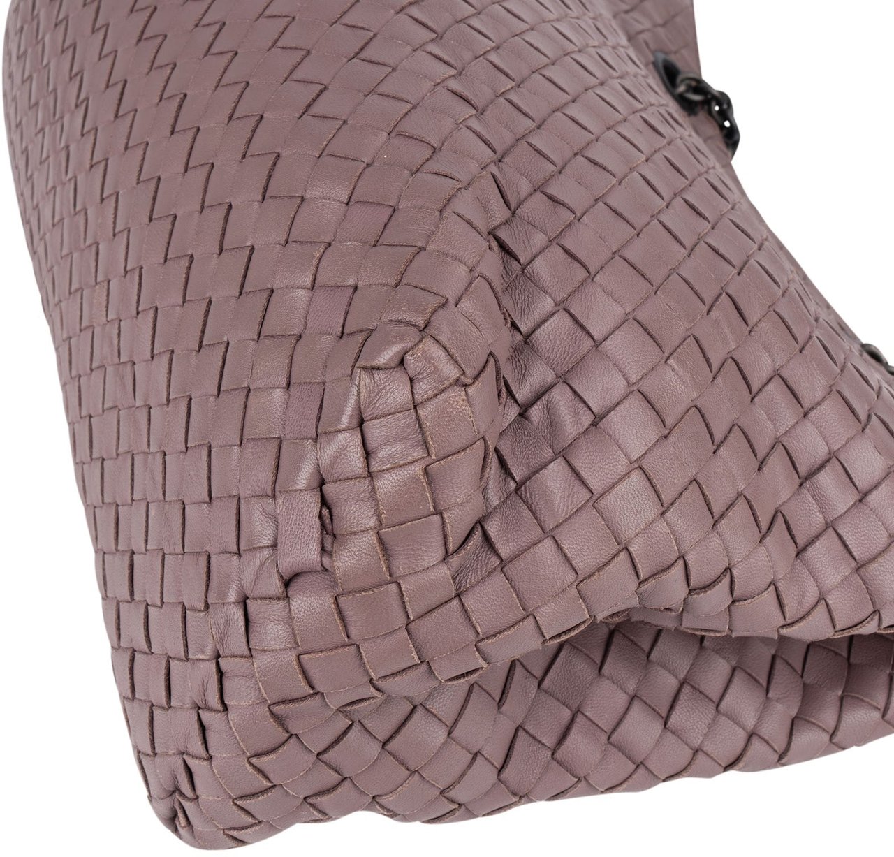 Bottega Veneta Bottega Veneta Intrecciato Leather Chain Tote Shoulder Bag Paars