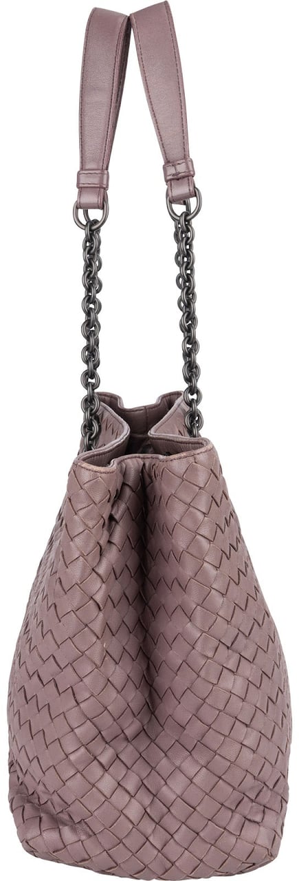 Bottega Veneta Bottega Veneta Intrecciato Leather Chain Tote Shoulder Bag Paars