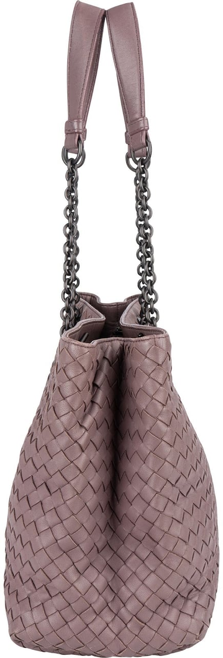 Bottega Veneta Bottega Veneta Intrecciato Leather Chain Tote Shoulder Bag Paars