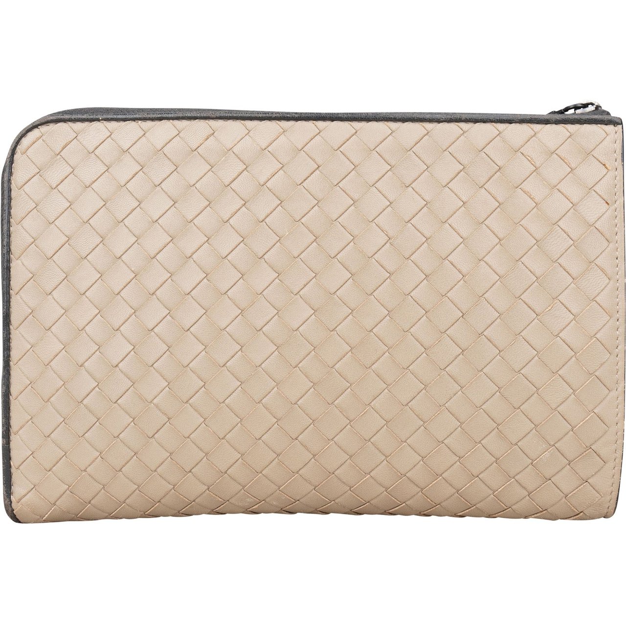 Bottega Veneta Bottega Veneta Intrecciato Leather Zipped Clutch Beige