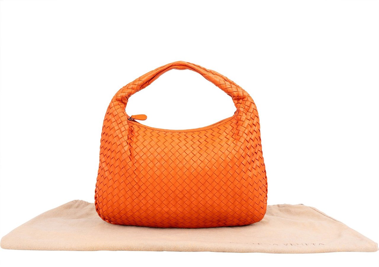 Bottega Veneta Bottega Veneta Intrecciato Leather Belly Hobo Shoulder Bag Oranje