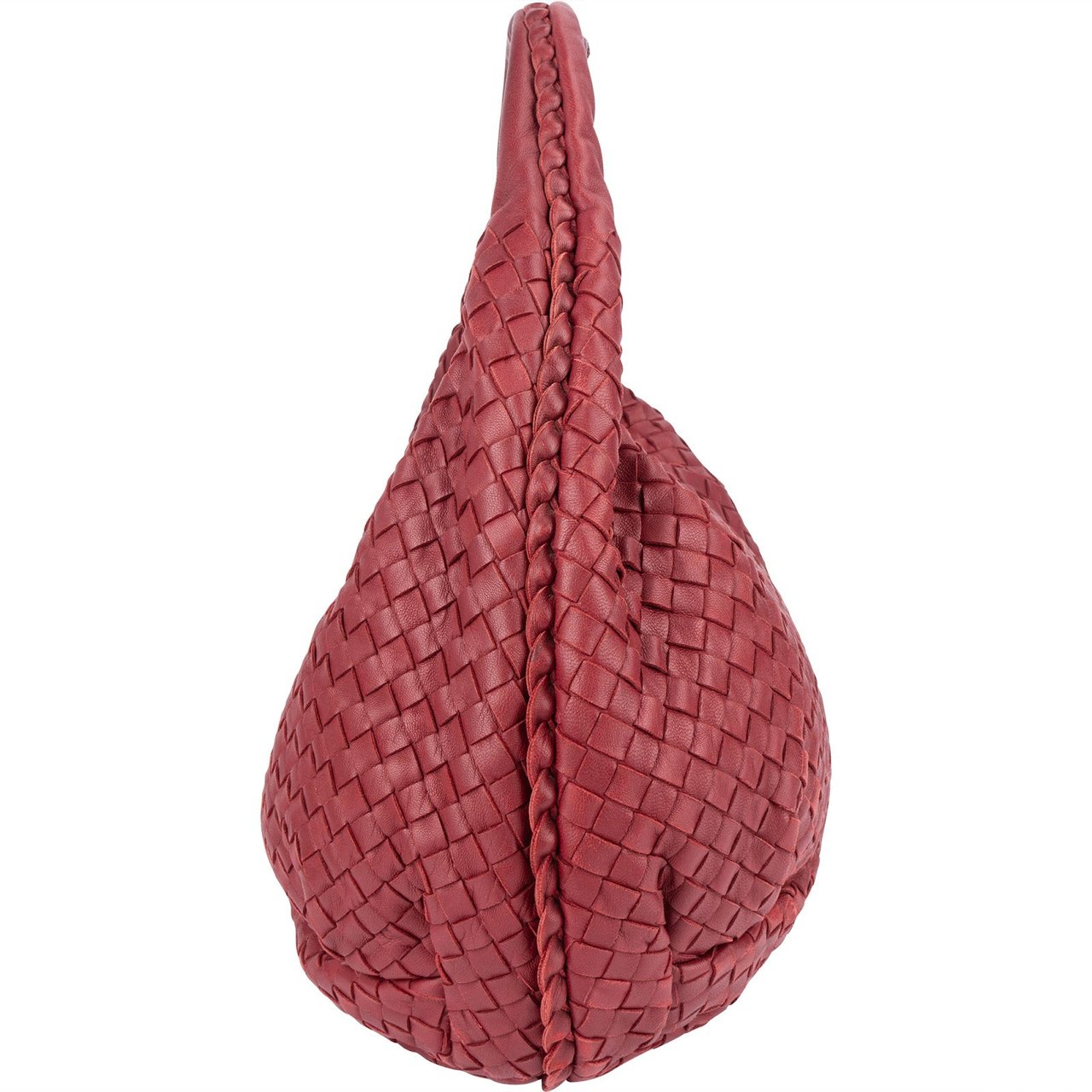 Bottega Veneta Bottega Intrecciato Nappa Leather Belly Hobo Shoulder Bag Rood