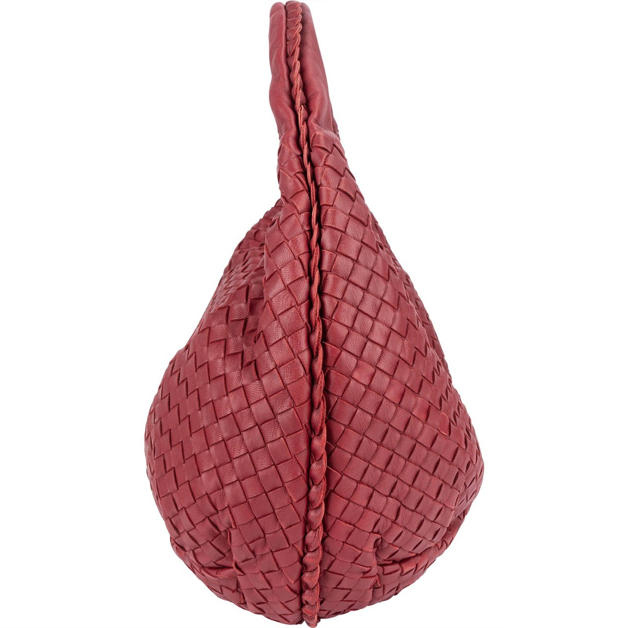 Bottega Veneta Bottega Intrecciato Nappa Leather Belly Hobo Shoulder Bag Rood