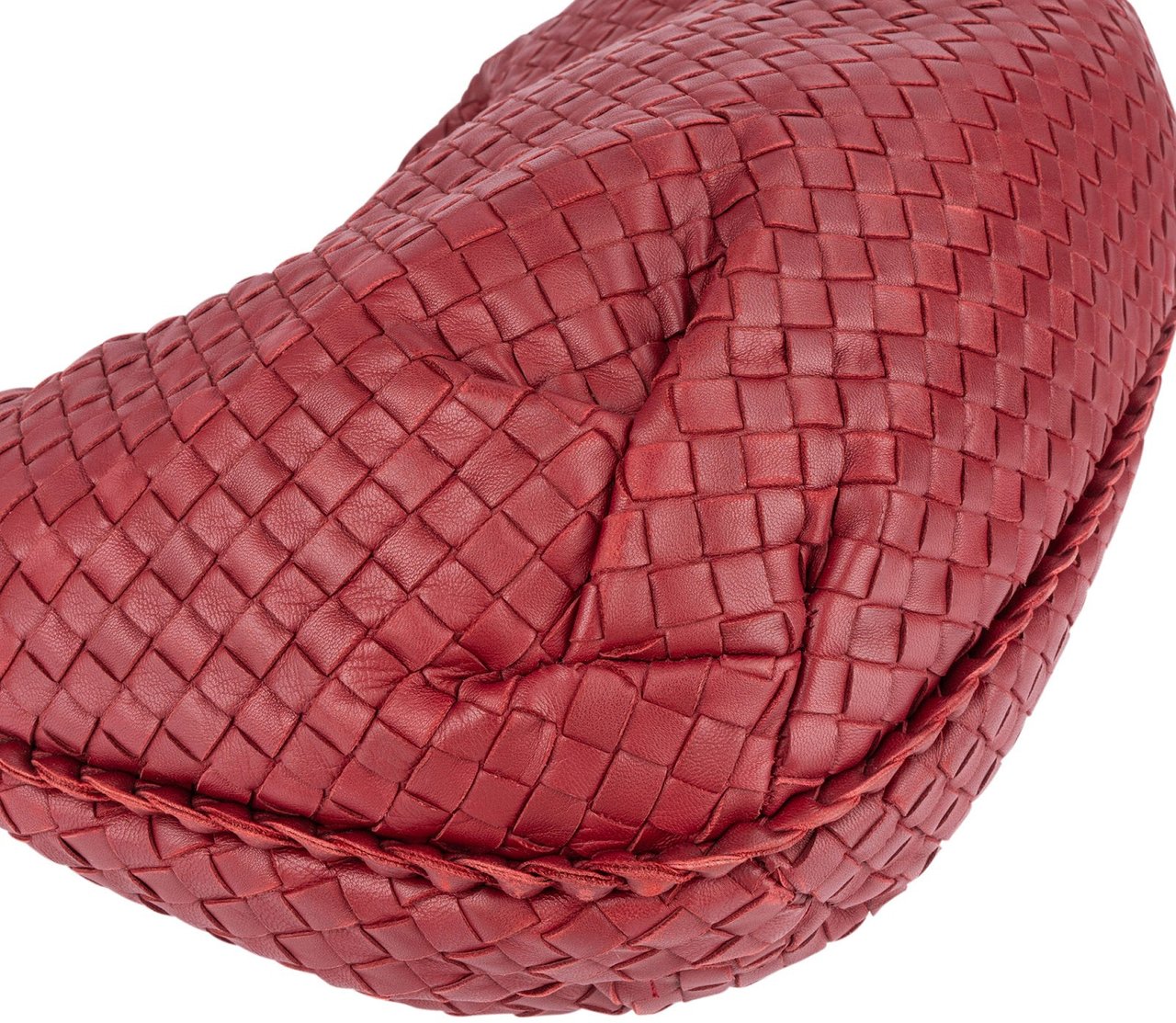 Bottega Veneta Bottega Intrecciato Nappa Leather Belly Hobo Shoulder Bag Rood