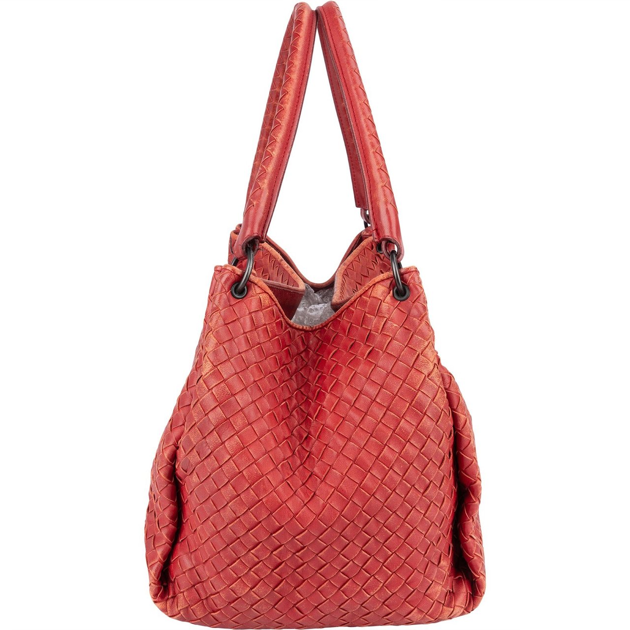 Bottega Veneta Intrecciato Leather Campana Hobo Shoulder Bag Rood