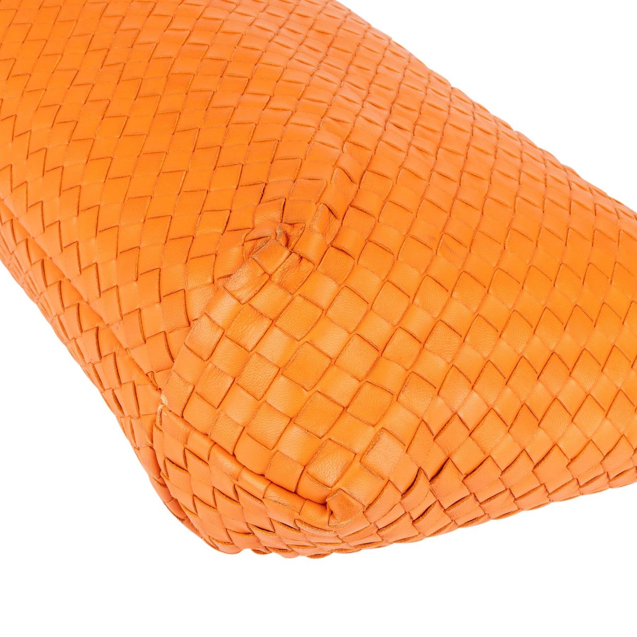 Bottega Veneta Orange Intrecciato Leather Capri Lock Tote Handbag Oranje