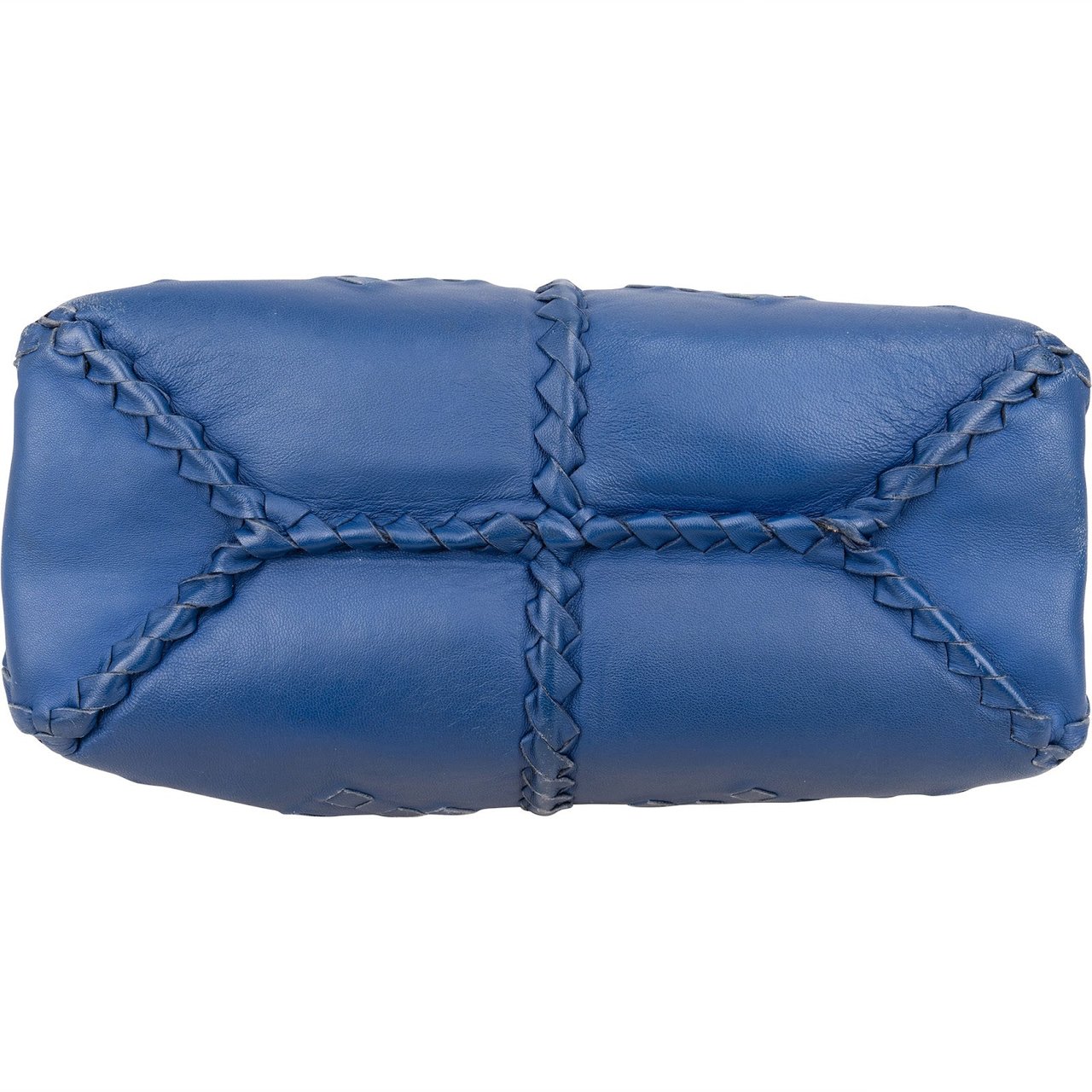 Bottega Veneta Intrecciato Leather Napoli Handbag Blauw