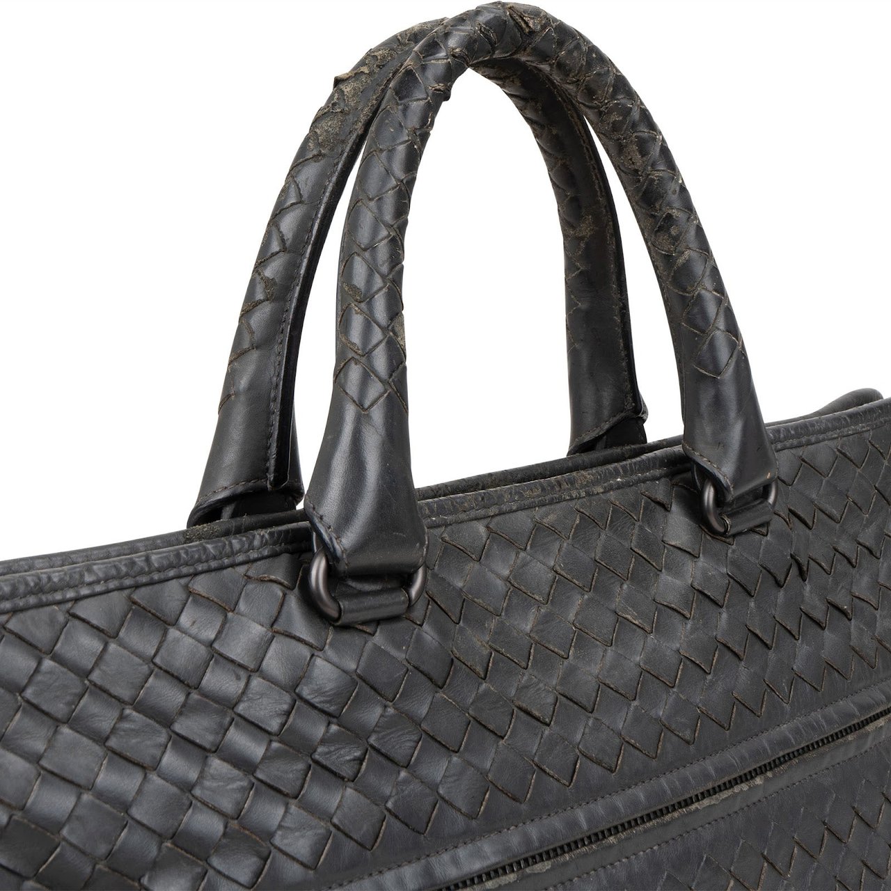 Bottega Veneta Intrecciato Leather Business Handbag Zwart