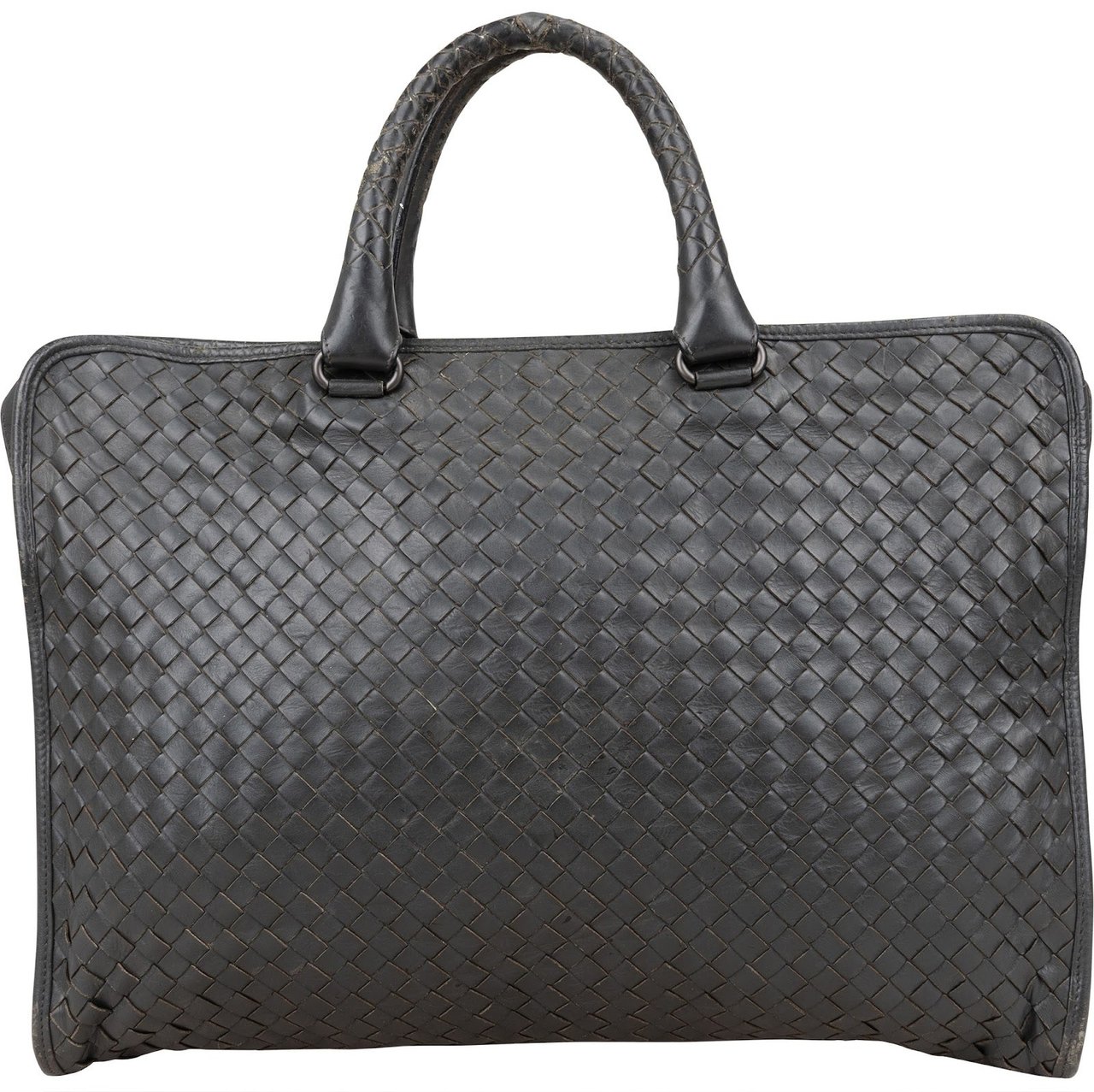 Bottega Veneta Intrecciato Leather Business Handbag Zwart