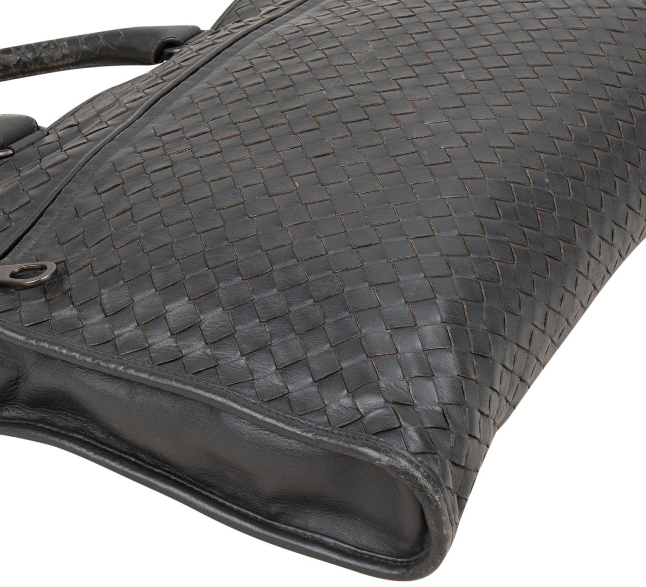 Bottega Veneta Intrecciato Leather Business Handbag Zwart