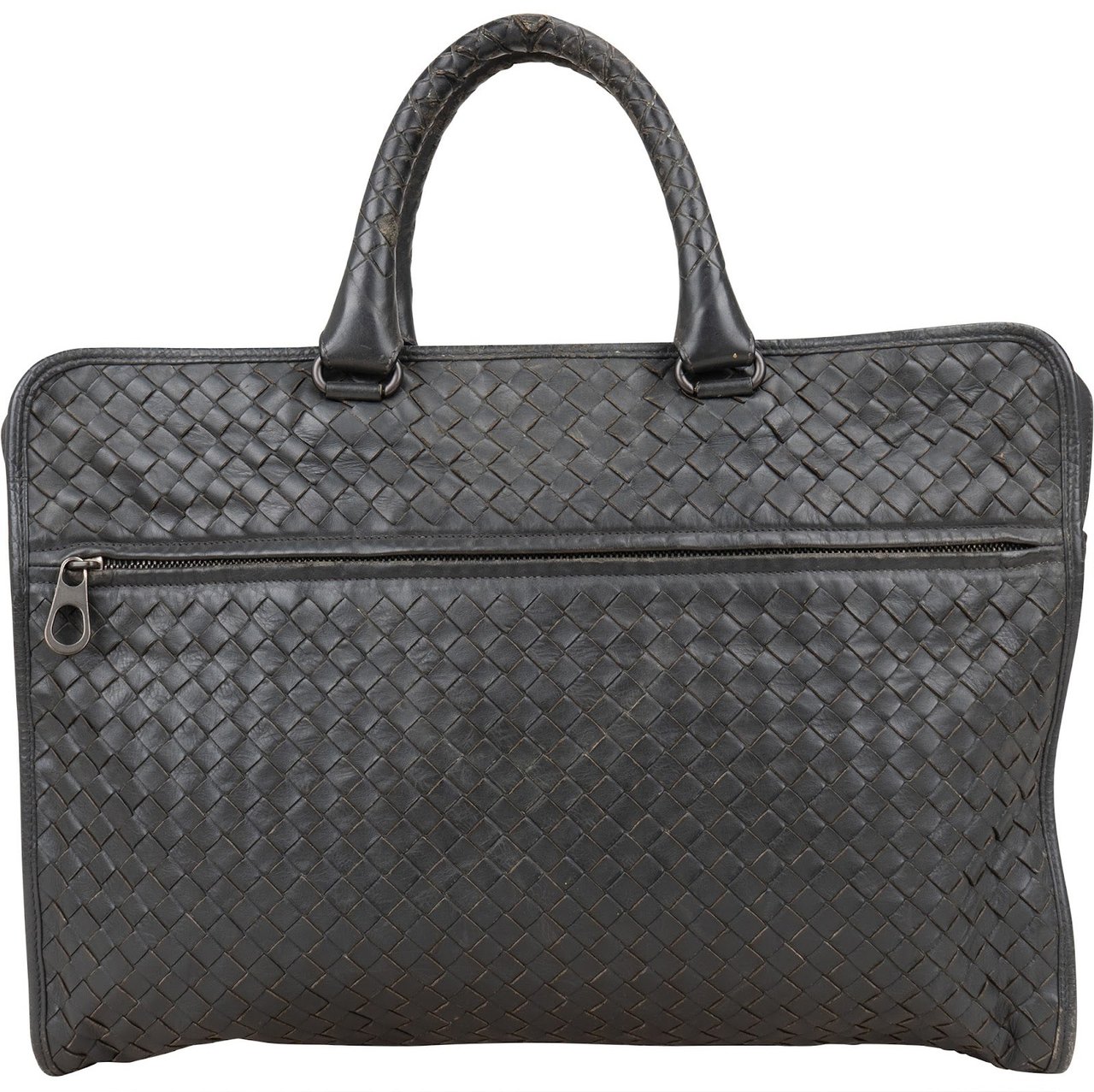 Bottega Veneta Intrecciato Leather Business Handbag Zwart