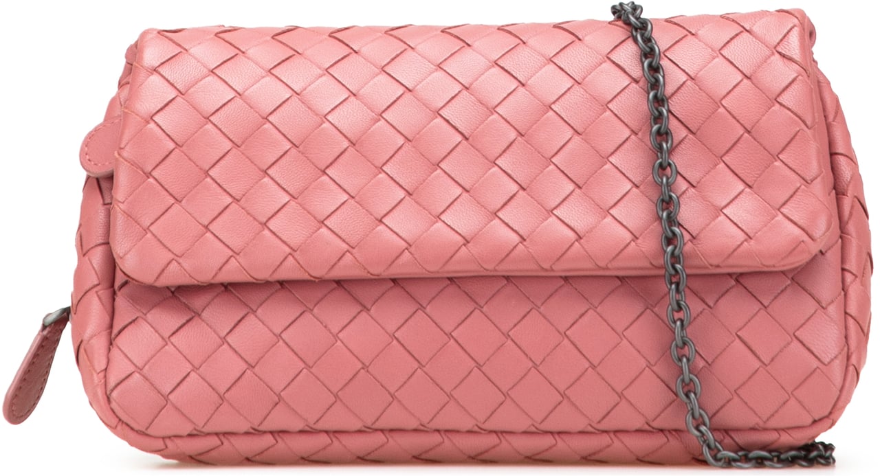 Bottega Veneta Mini Nappa Intrecciato Expandable Chain Crossbody Roze