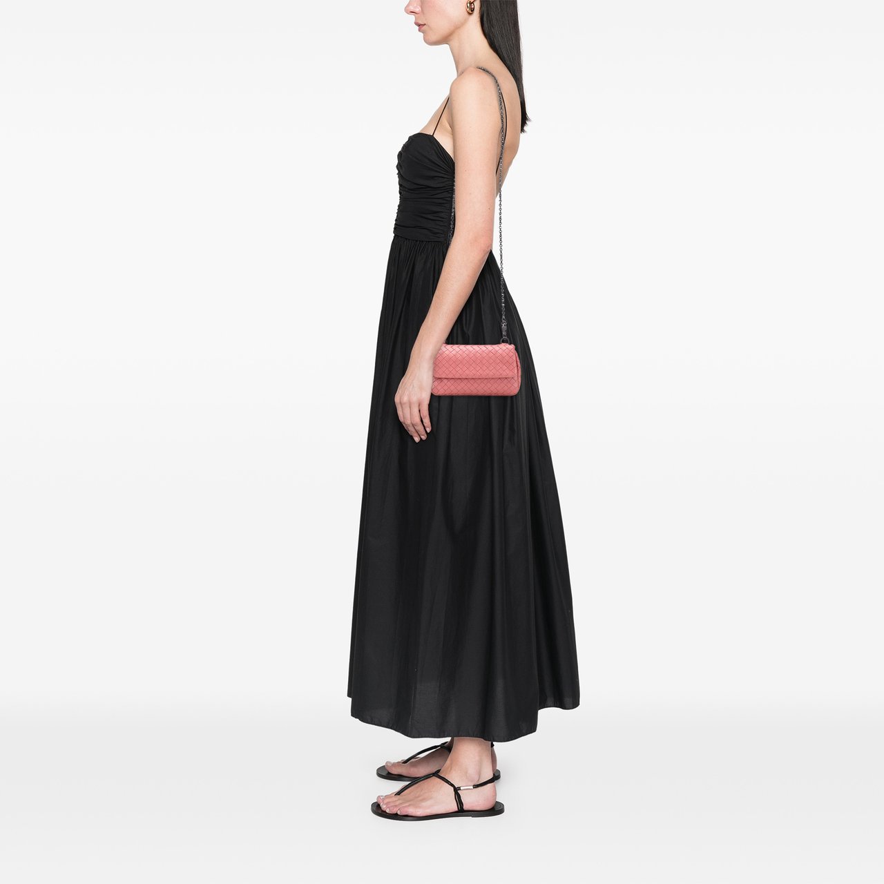 Bottega Veneta Mini Nappa Intrecciato Expandable Chain Crossbody Roze