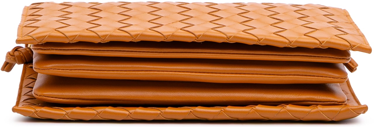 Bottega Veneta Nappa Intrecciato Trio Pouch On Strap Bruin