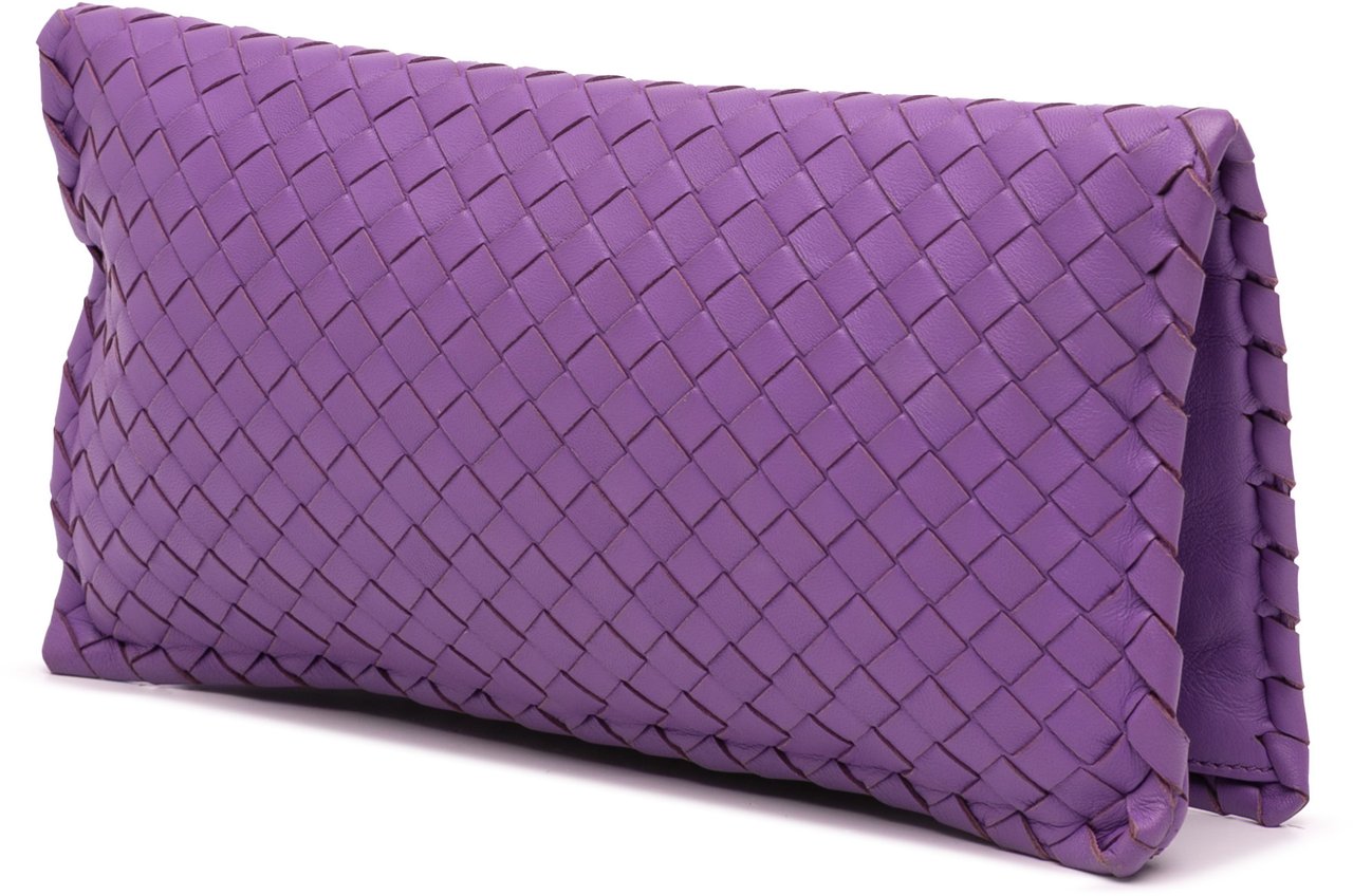 Bottega Veneta Nappa Intrecciato Turn Lock Clutch Paars