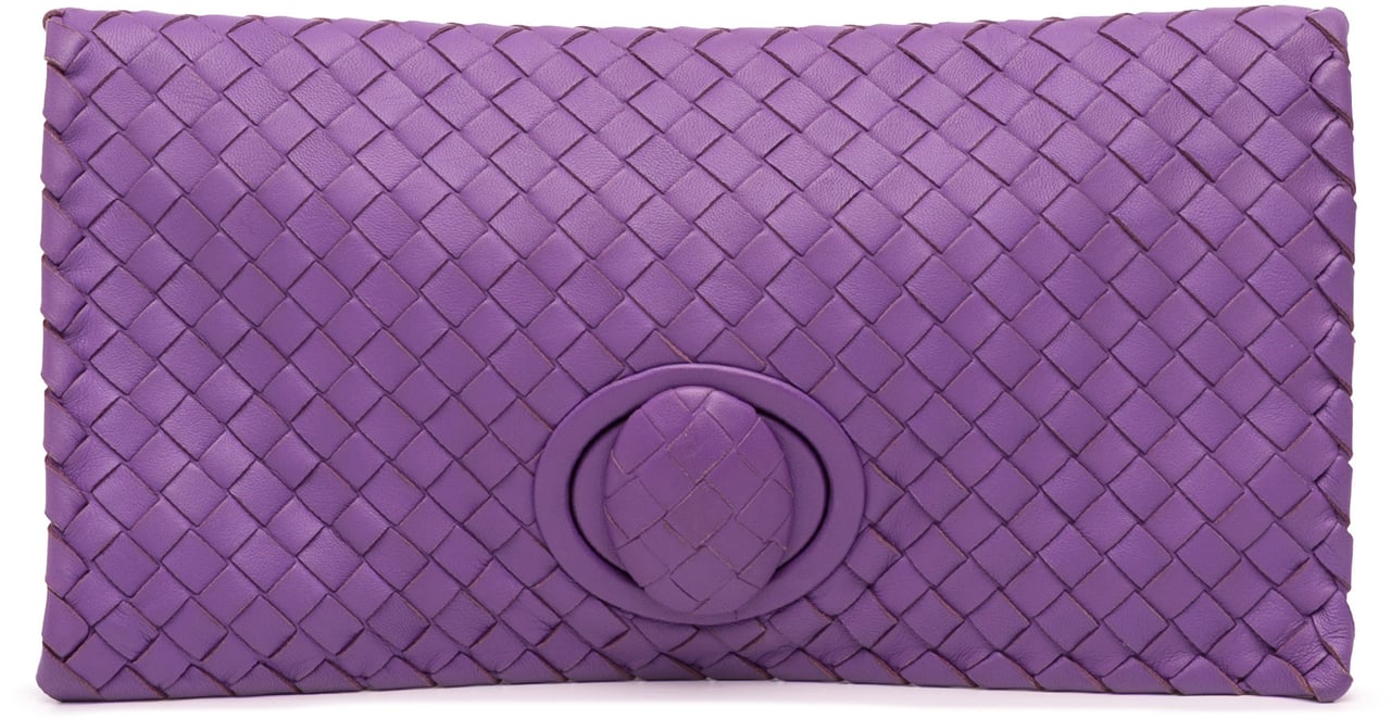 Bottega Veneta Nappa Intrecciato Turn Lock Clutch Paars