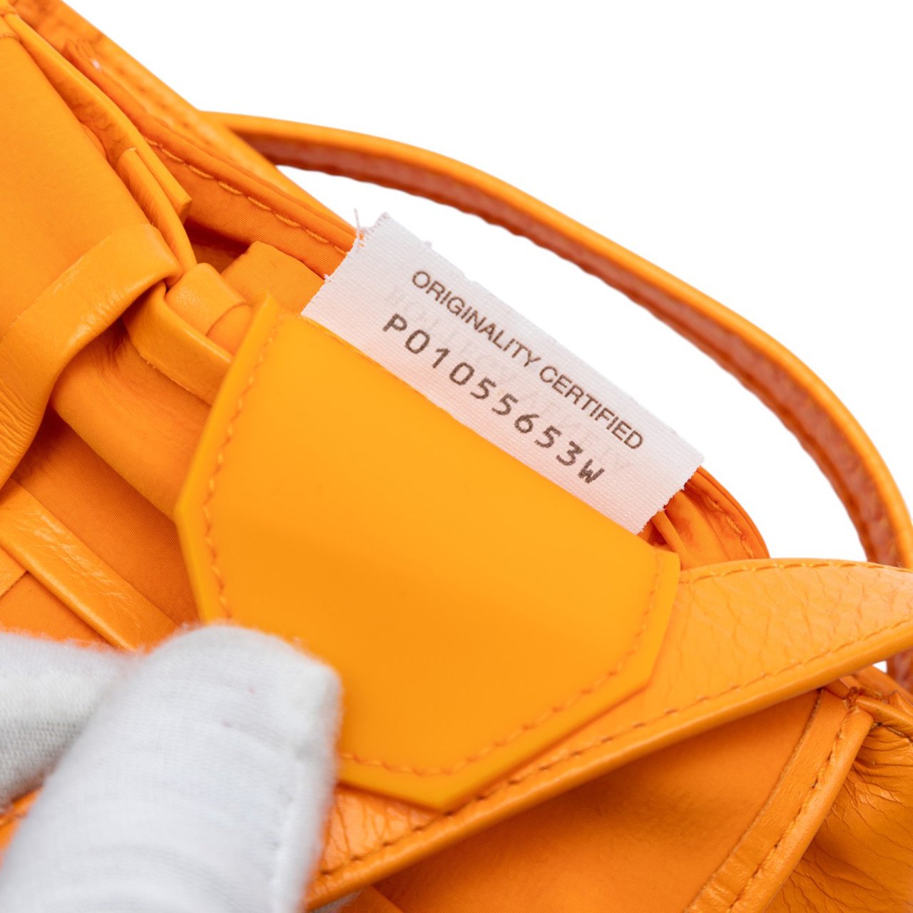 Bottega Veneta Extra Mini Crinkled Lambskin Intrecciato Cassette Crossbody Oranje