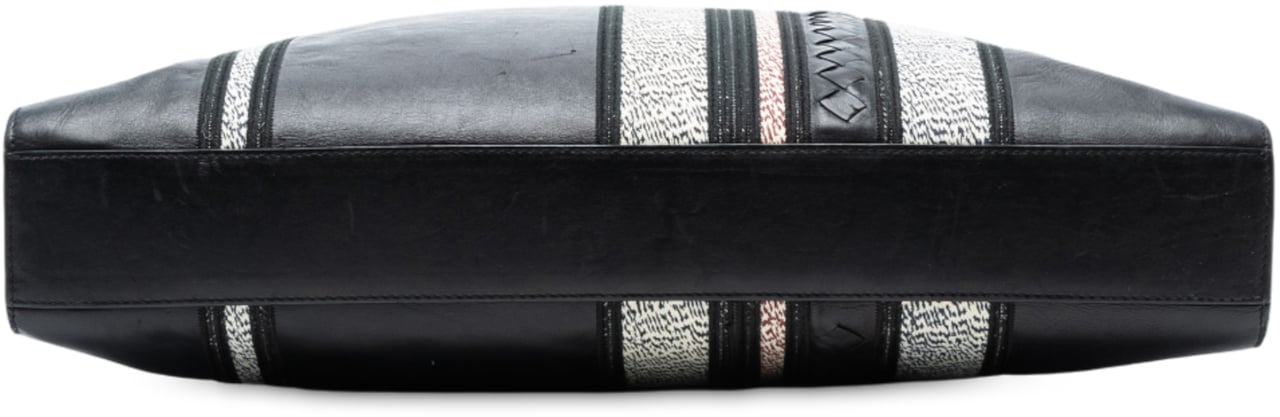 Bottega Veneta Intrecciato Trimmed Nappa Vertical Stripe Tote Zwart