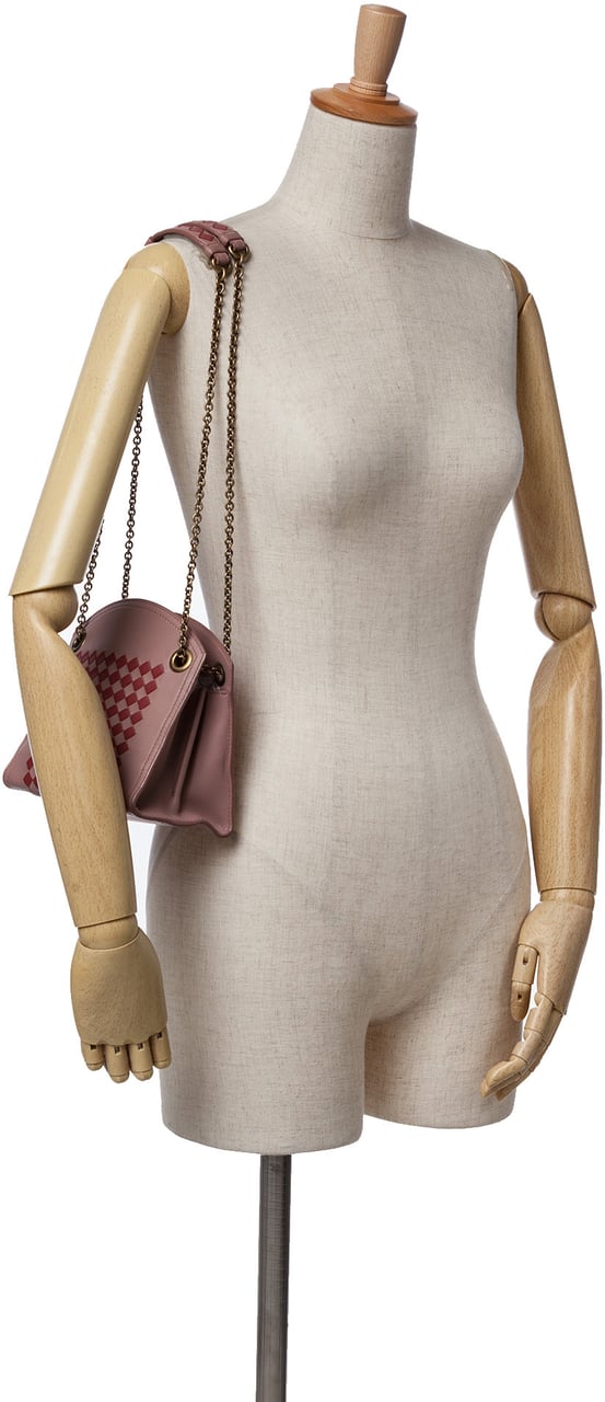 Bottega Veneta Nappa Intrecciato Chain Wallet Roze