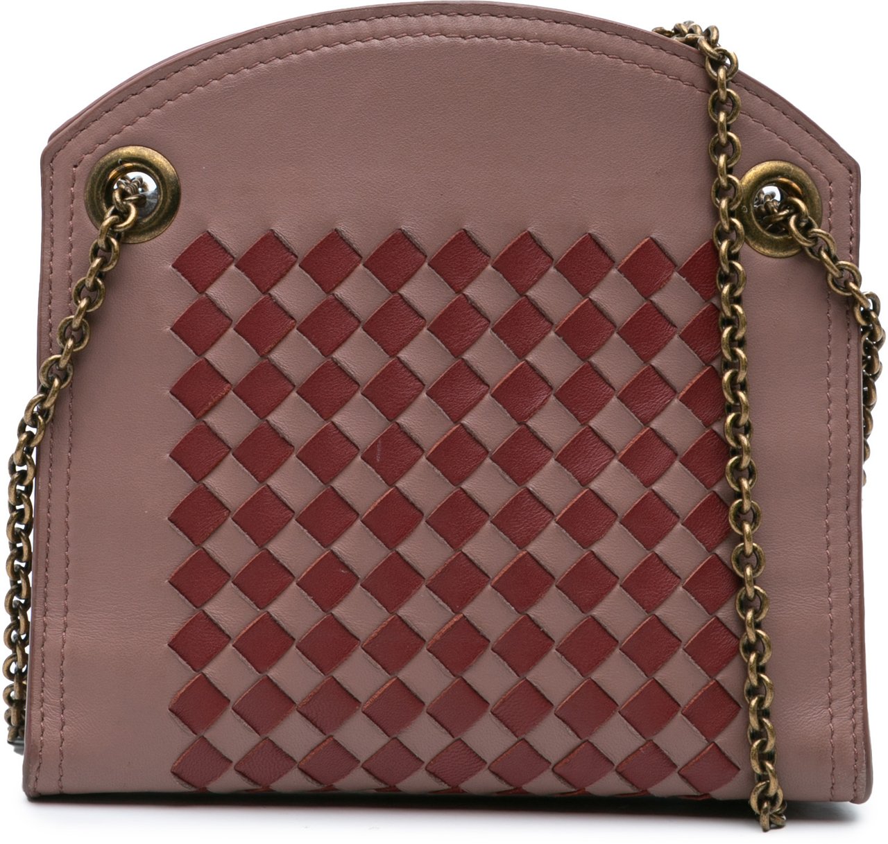Bottega Veneta Nappa Intrecciato Chain Wallet Roze