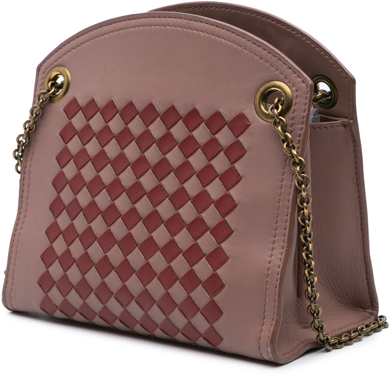 Bottega Veneta Nappa Intrecciato Chain Wallet Roze