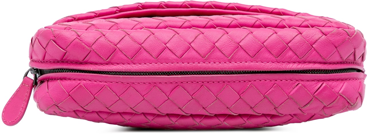 Bottega Veneta Small Calfskin Intrecciomirage Embossed Butterfly Chain Crossbody Roze