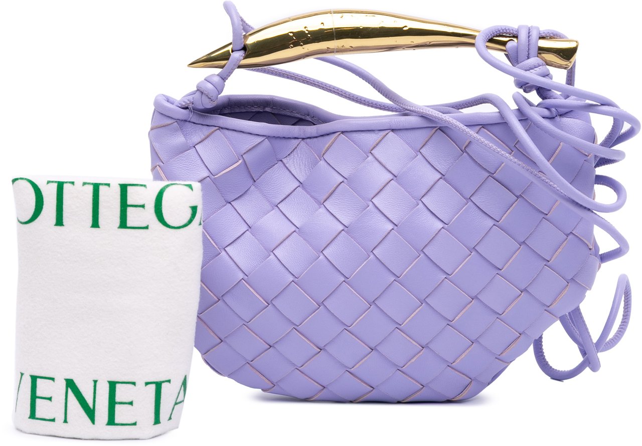 Bottega Veneta Baby Lambskin Intrecciato Sardine Bag Paars