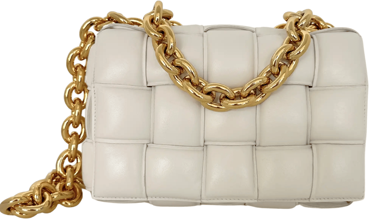 Bottega Veneta Bottega Veneta Padded Chain Cassette Crossbody Bag Off-White / very good Wit