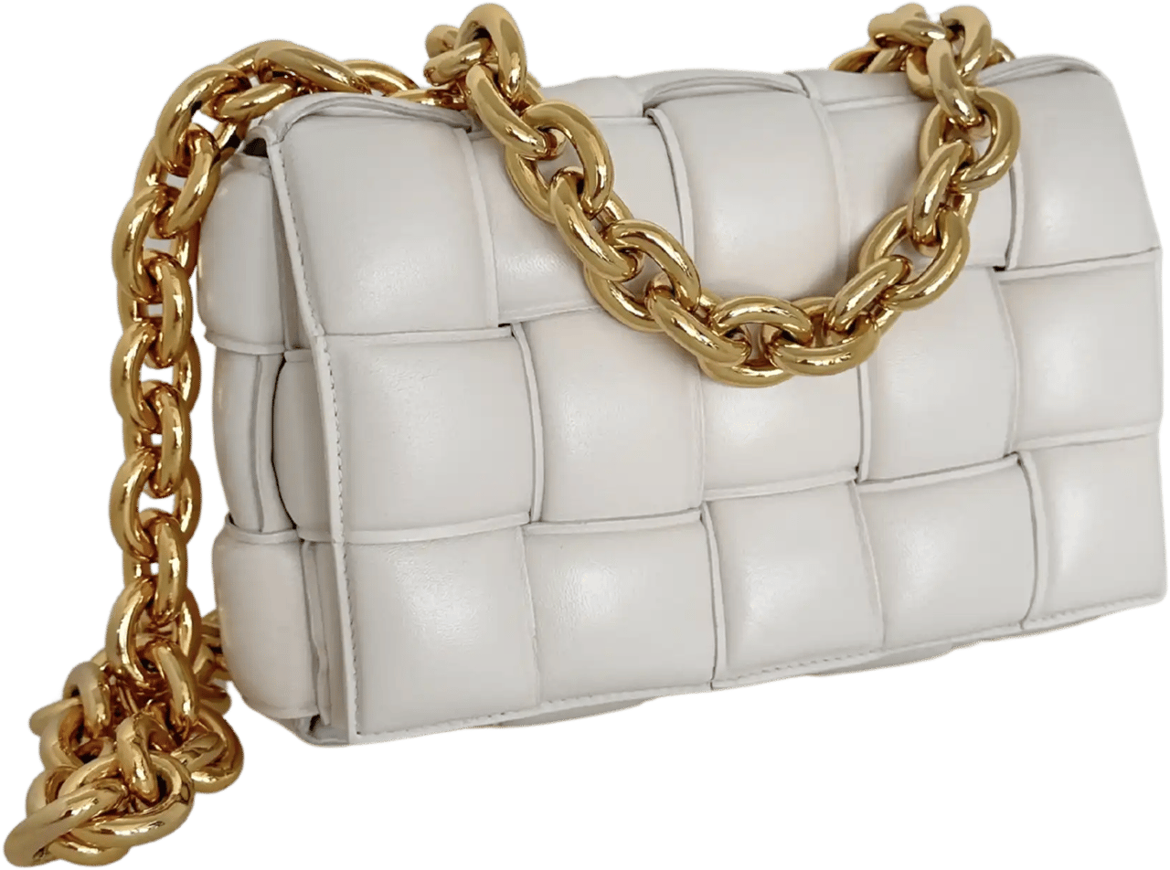 Bottega Veneta Bottega Veneta Padded Chain Cassette Crossbody Bag Off-White / very good Wit