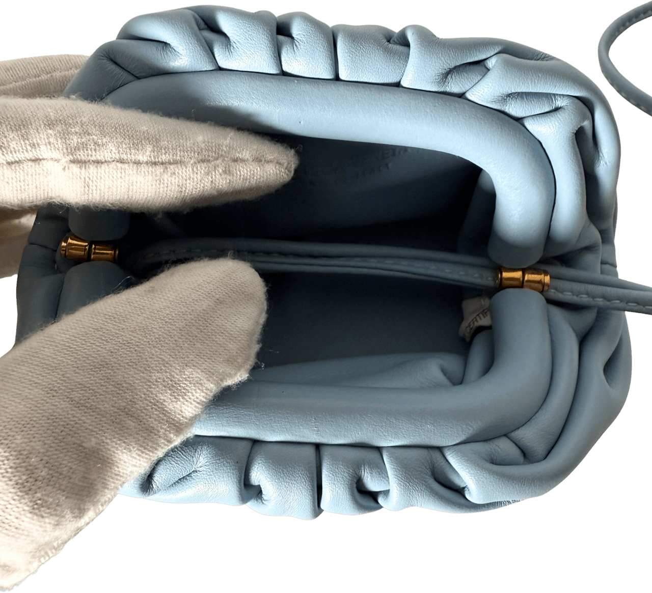 Bottega Veneta Bottega Veneta Micro Pouch Clutch Hellblau / neuwertig Blauw