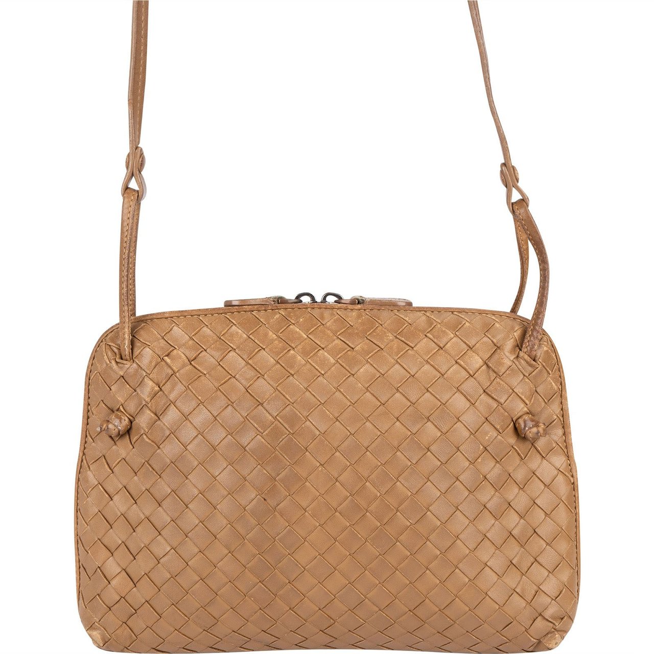 Bottega Veneta Bottega Veneta Intrecciato Leather Nodini Crossbody Bag Bruin