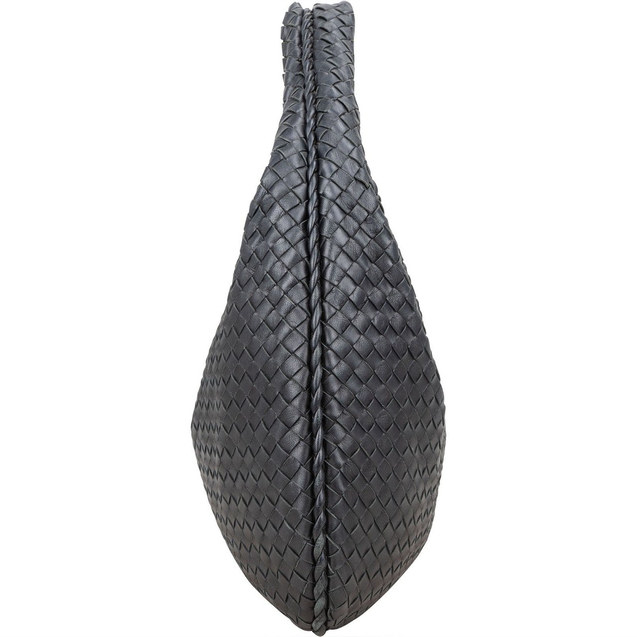 Bottega Veneta Bottega Intrecciato Leather Belly Hobo Shoulder Bag Zwart