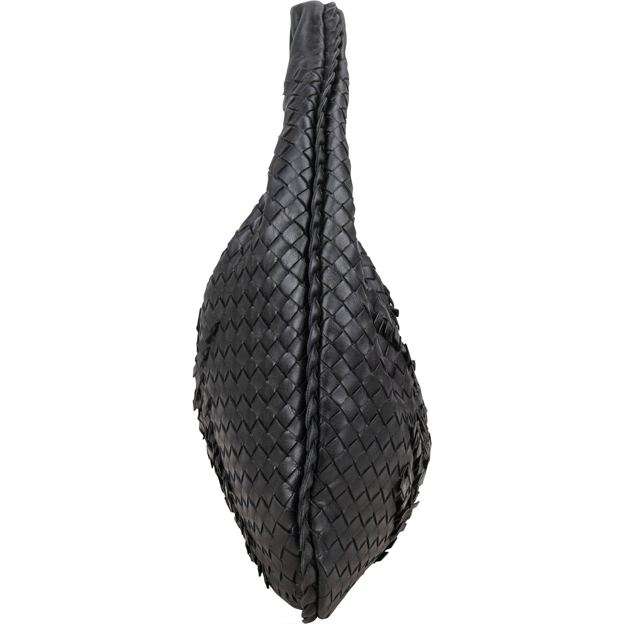 Bottega Veneta Bottega Veneta Intrecciato Leather Cervo Frayed Belly Hobo Shoulder Bag Zwart