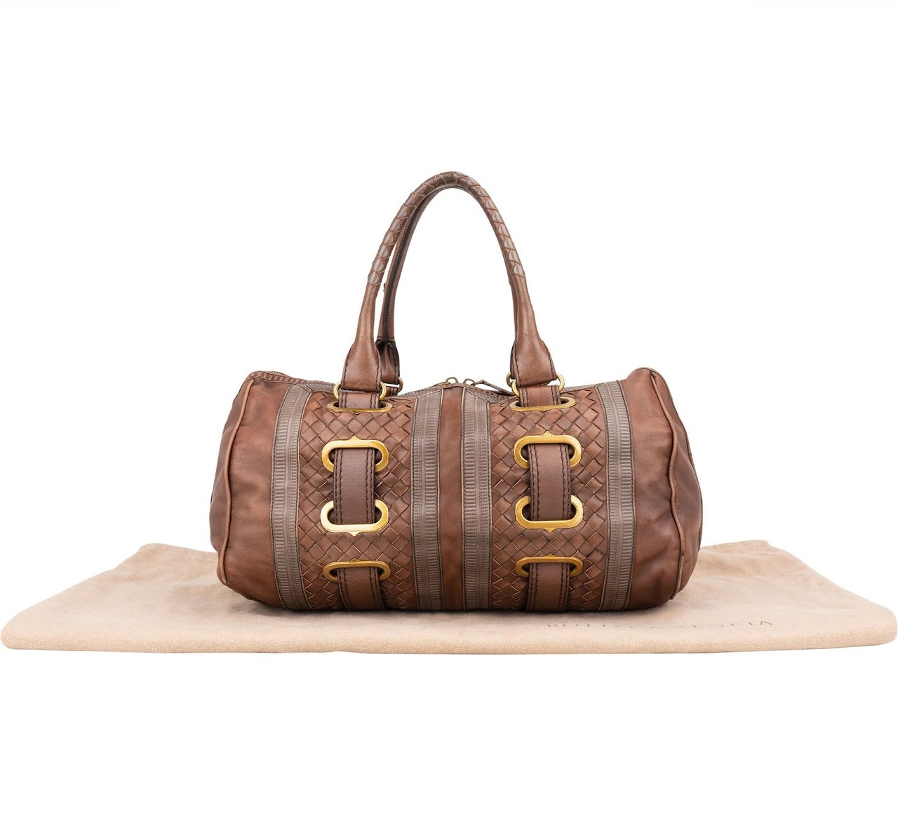 Bottega Veneta Intrecciato Leather Accordeon Handbag Bruin