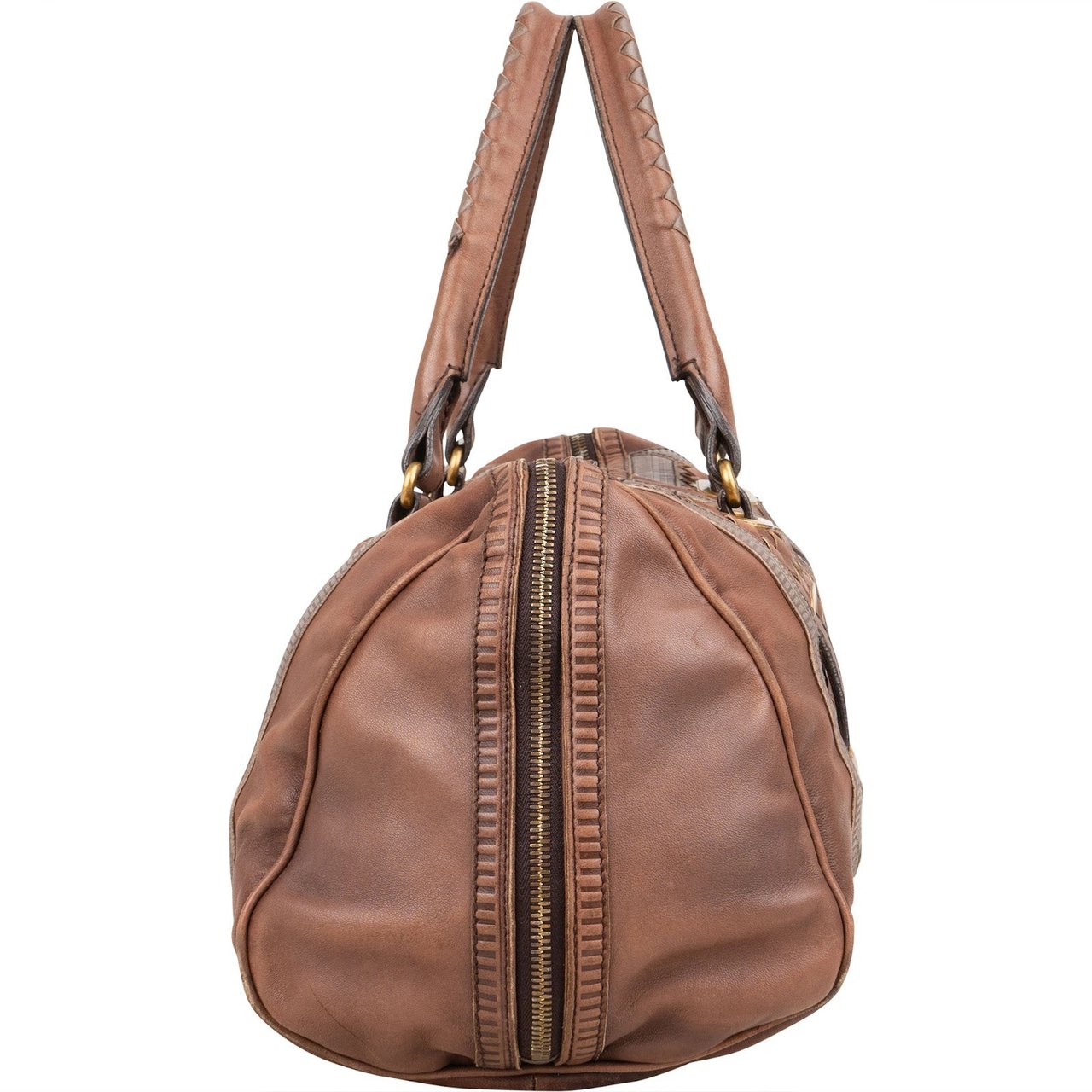Bottega Veneta Intrecciato Leather Accordeon Handbag Bruin