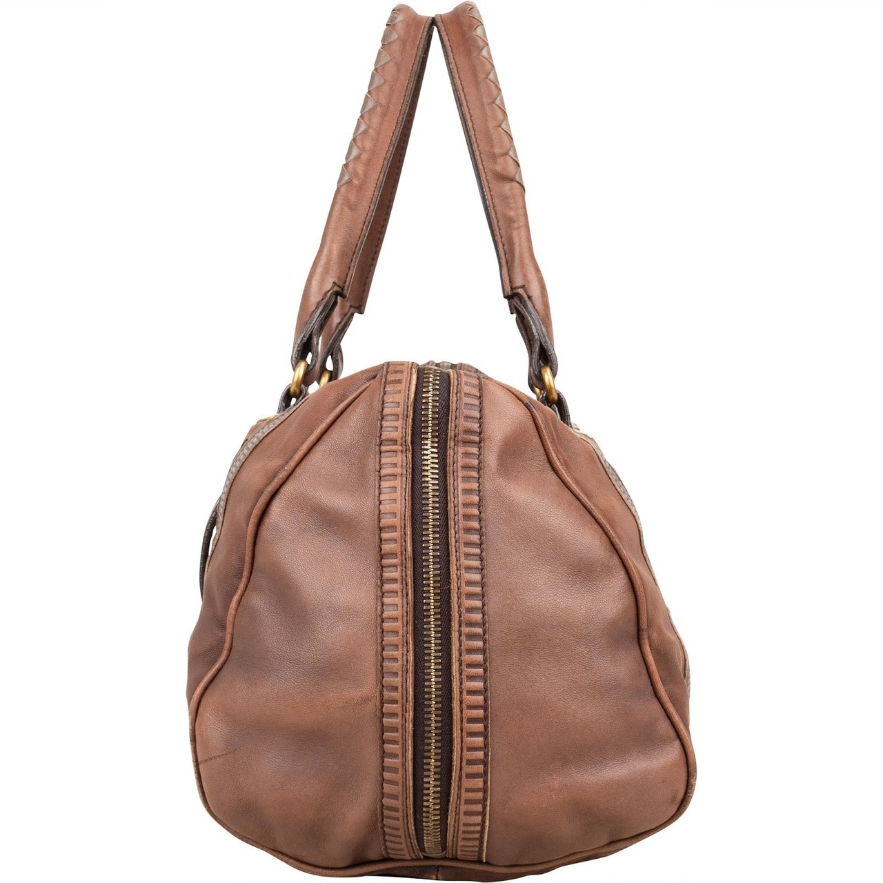 Bottega Veneta Intrecciato Leather Accordeon Handbag Bruin