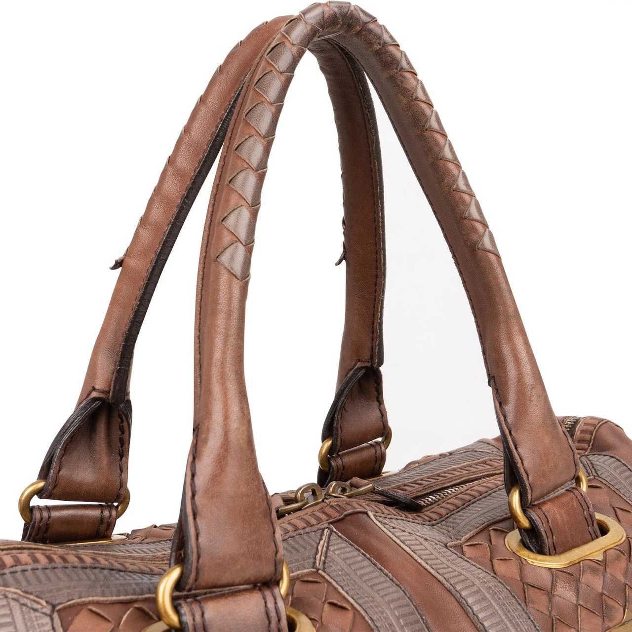 Bottega Veneta Intrecciato Leather Accordeon Handbag Bruin