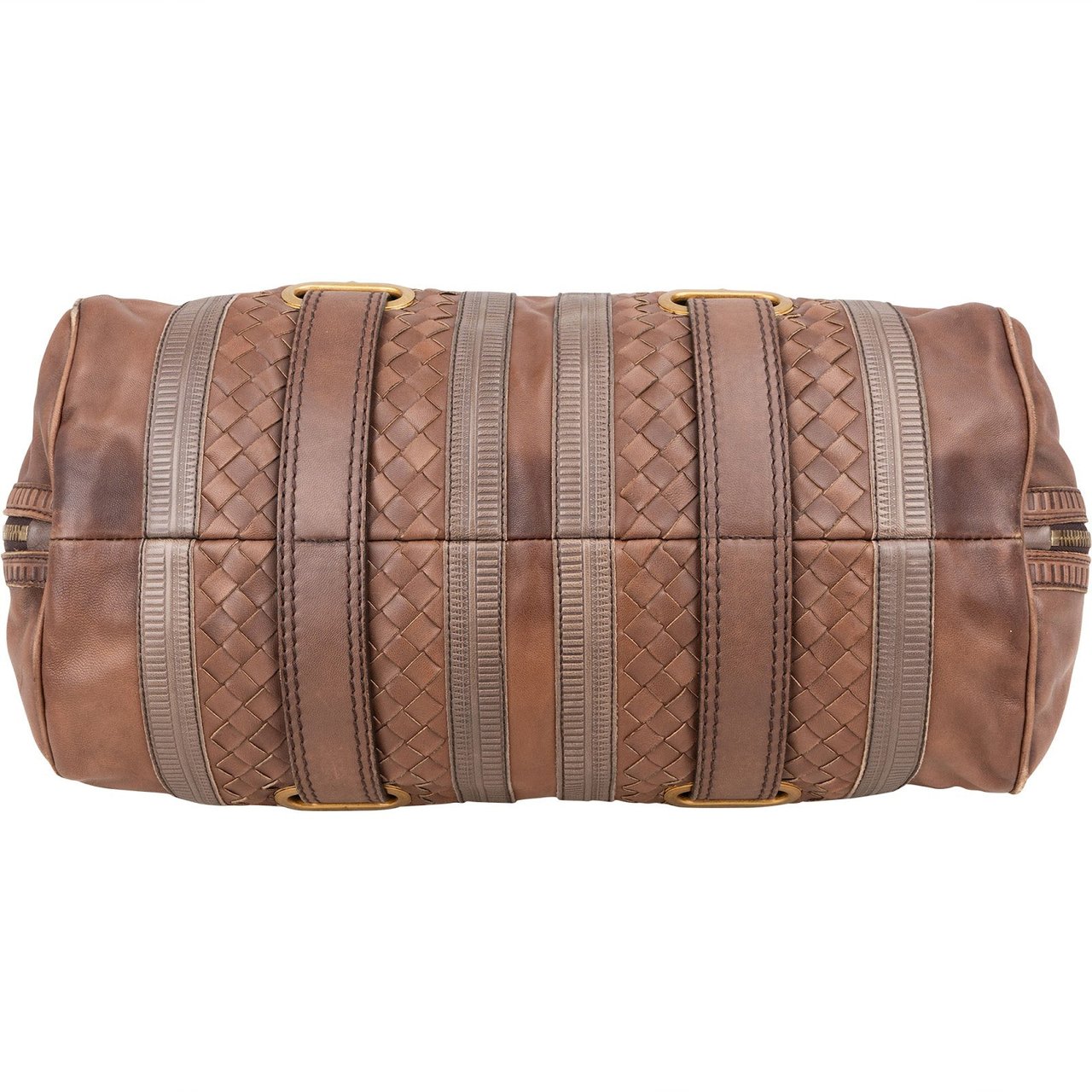 Bottega Veneta Intrecciato Leather Accordeon Handbag Bruin