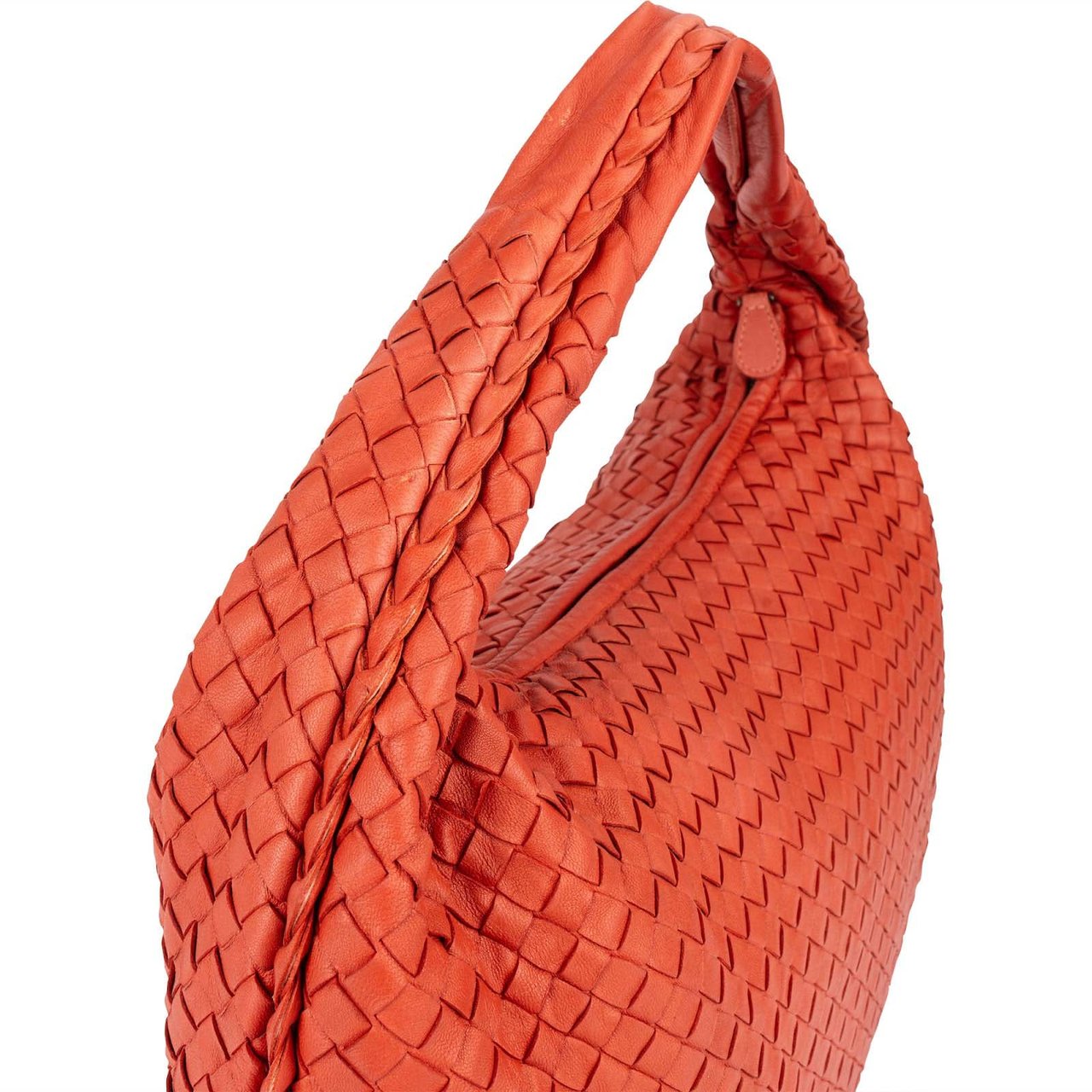 Bottega Veneta Bottega Red Intrecciato Leather Veneta Belly Hobo Handbag Oranje