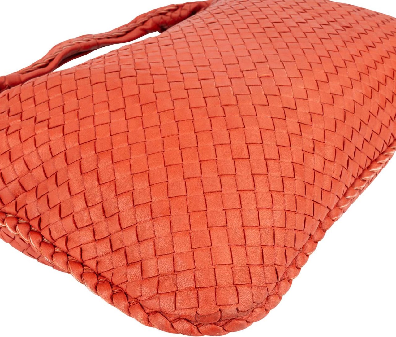 Bottega Veneta Bottega Red Intrecciato Leather Veneta Belly Hobo Handbag Oranje