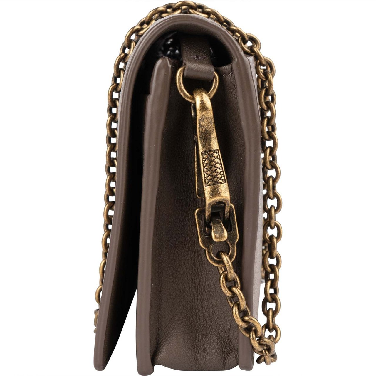 Bottega Veneta Intrecciato Leather Wallet On Chain Crossbody Bag Taupe