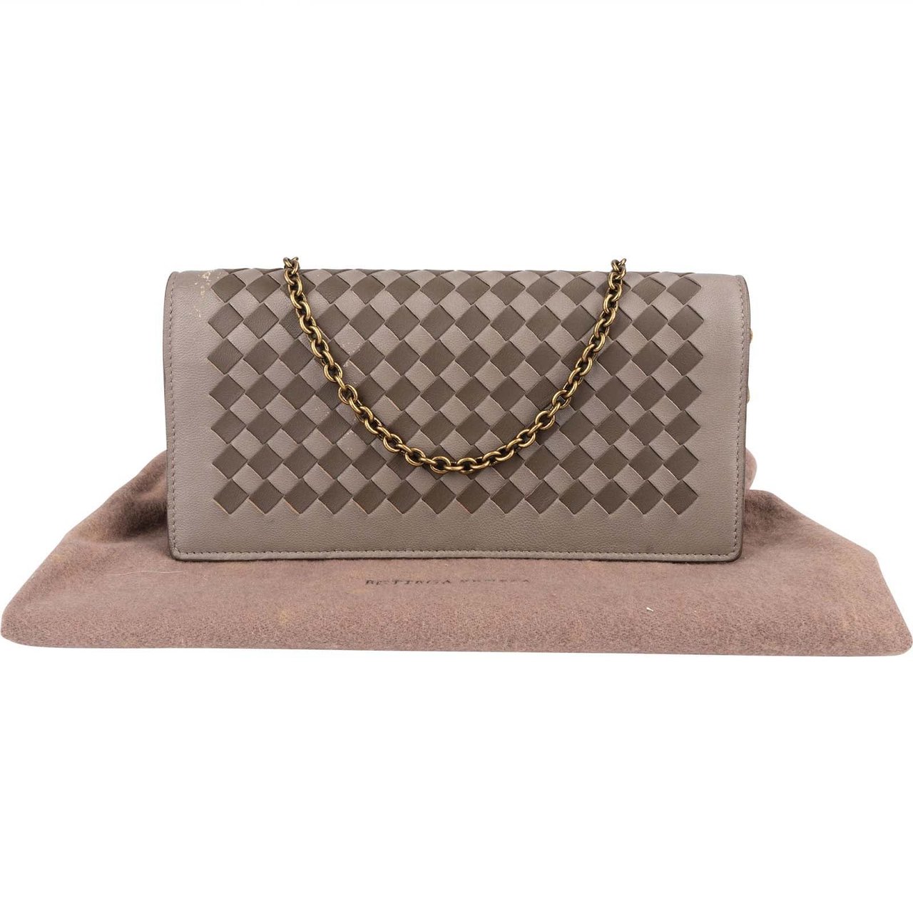 Bottega Veneta Intrecciato Leather Wallet On Chain Crossbody Bag Taupe